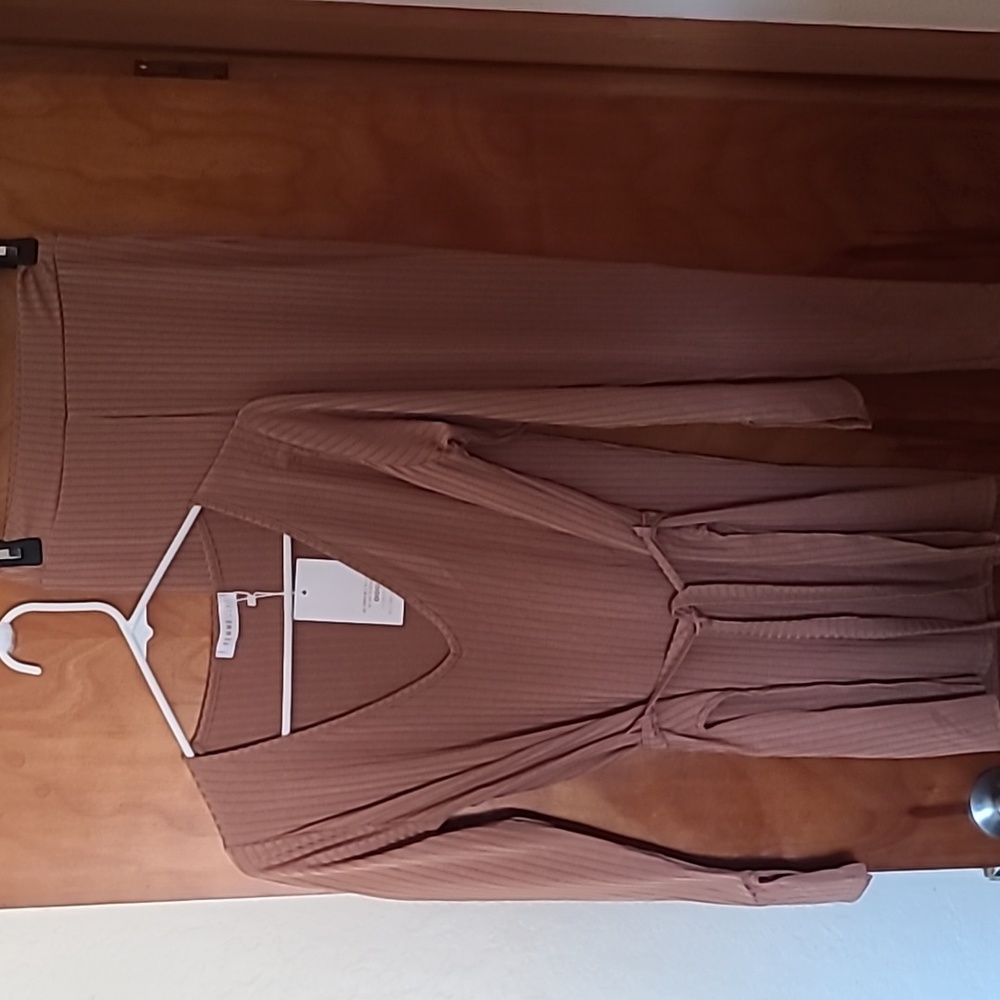Womens monochromatic brown shirt and pants. Size 8.